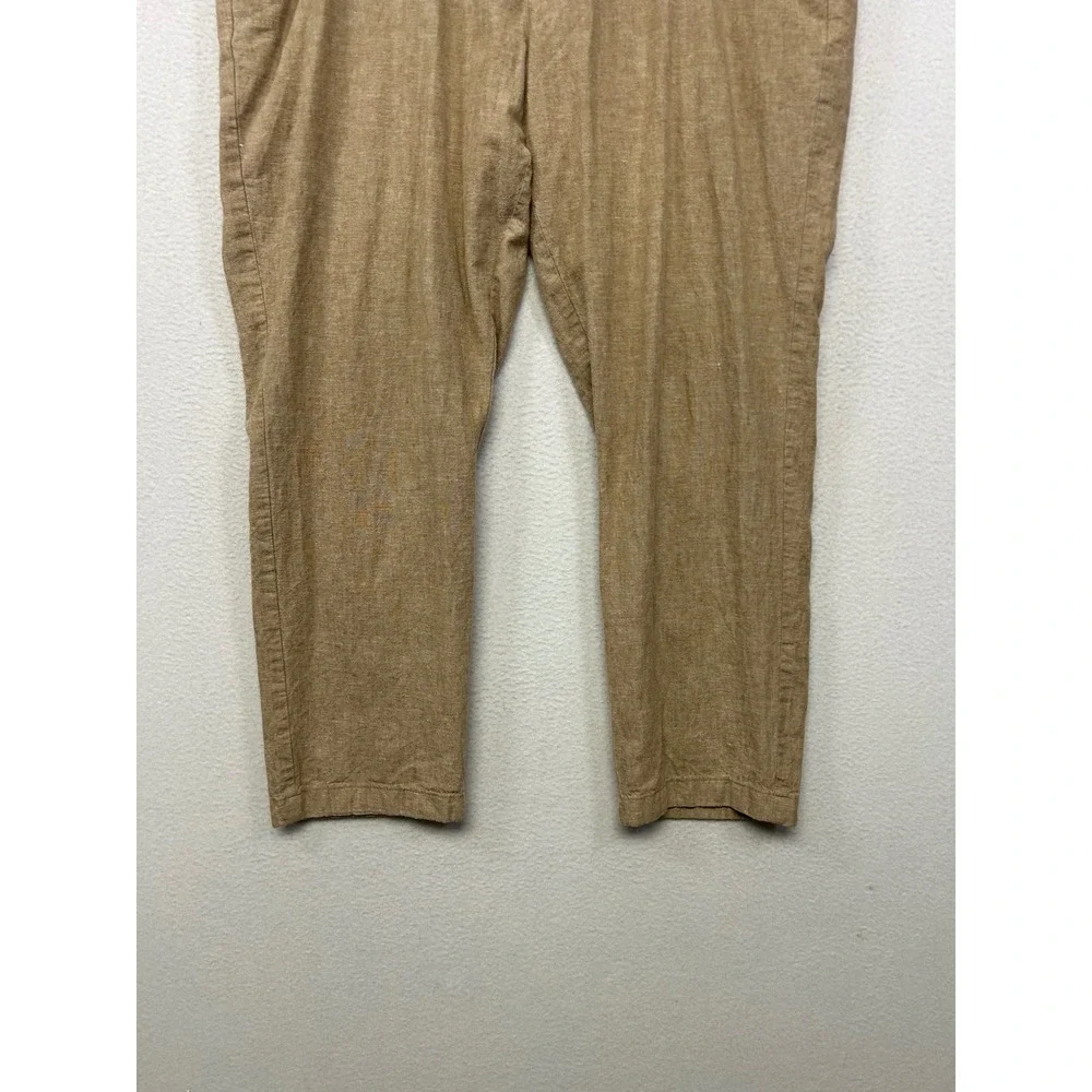 Coastal Old Money Banana Republic Mens 36x30 Tan Linen Blend Slim Tapered Pants